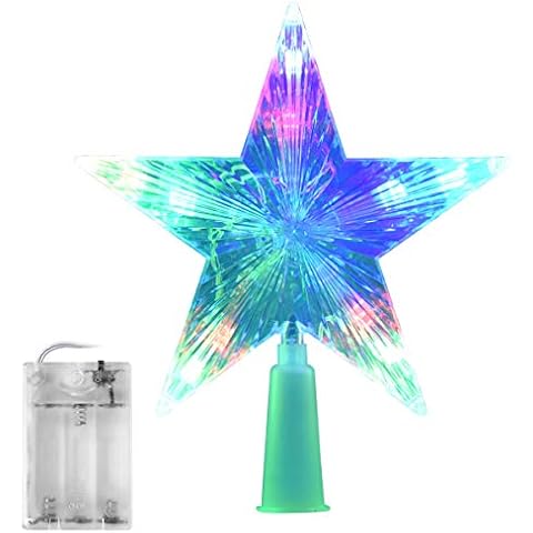 Christmas Tree Topper Star Multi-colour Flash Star Decoration Light Battery Operated Tree Topper for Christmas Cover