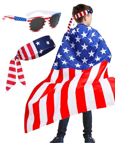 Capa de disfraz con bandera americana para niña