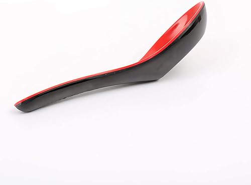 Miniatura 6 de Cuchara de sopa china con cuchara de mango largo, suministros de cocina para uso en el hogar, restaurante, rojo y negro, rendimiento confiable útil