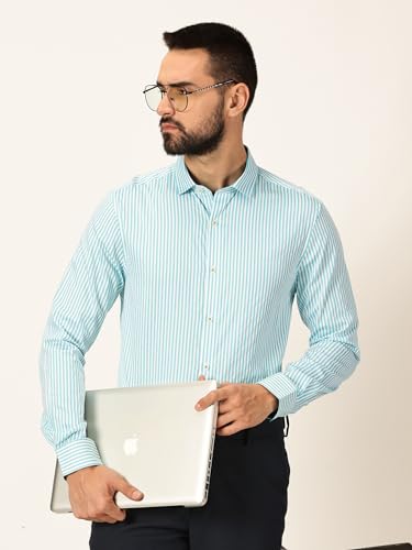 Image of Thomas Scott Men's | Stripes | Full Sleeve | Slim Fit | 100% Cotton | Cutaway | Formal Shirt