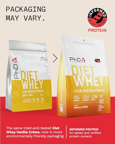 Image of PhD Diet Whey | High Protein Lean Matrix | 17g Protein & 3.3g BCAA | With CLA, L-Carnitine & Green Tea Extract | Low Fat, Sugar & Salt | Builds Muscle & Burns Fat | Vanilla Creme | 2Kg