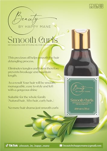 Smooth curls by Happy Mane hair growth oil with Rosemary, Avocado, grapeseed oil, Natural Detangler for Curly & Afro Hair - Image 2