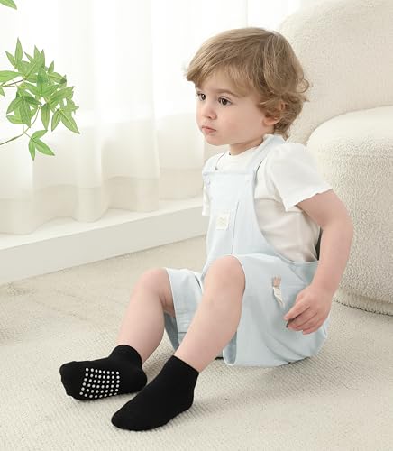 Image of JAKIDAR 12-Pair Baby Socks Non-Slip Cotton Toddler Socks Ankle Socks for Baby Toddler Kids