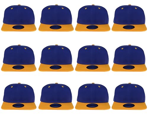 Image of Gelante Plain Blank Flat Brim Adjustable Snapback Baseball Caps Wholesale LOT 12 Pack