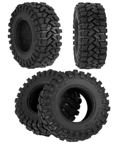 RCMYou RC 1.2in Tires Rubber TiresFetal ski for 1/18 TRX4M;1/24 SCX24 FCX24 AX24 FCX18 RC Crawler Car,RC 1.2 Tires Soft Sticky Rubber Tires(Black-A)