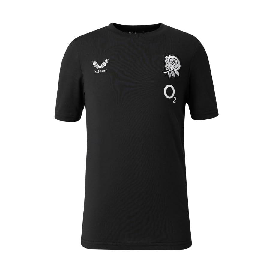 Castore England Rugby Unisex Off Pitch Tee Black 11 Years