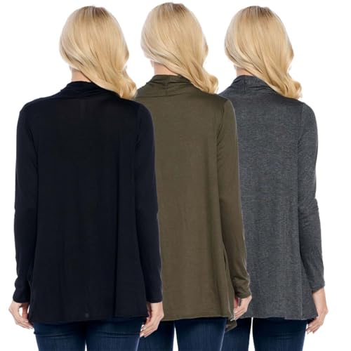 Isaac Liev 3-Pack Women's Cardigan Lightweight Open Front with Pockets - Womens Sweater Cardigans3