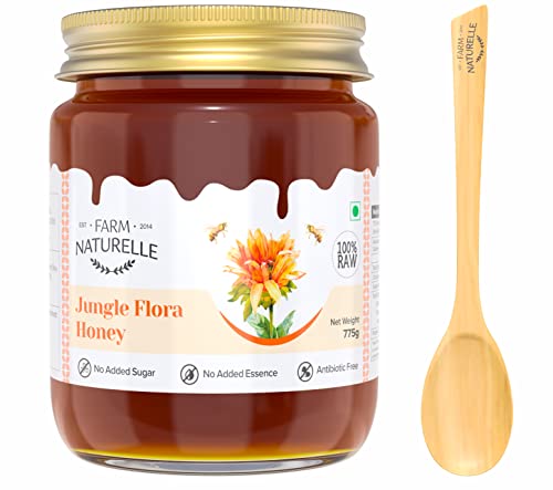 Image of Farm Naturelle Raw Jungle Honey 1200g| Glass Bottle | 100% Pure Unprocessed & Natural Honey | Ayurvedic & Rich in Vitamins and Minerals | Helps Boost Immunity