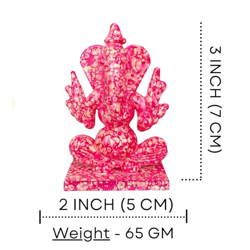 Image of Salvus App Solutions Pink Crystal Ganesh Idol for Car Dashboard & Home Decor | Double Side Face Lord Ganesha Murti | Decorative Dashboard Showpiece for Car, Office & Mandir (2-3 Inch)