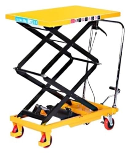 Podnośnik nożycowy, hydrauliczny wózek podnoszący, podwójna platforma nożycowa o nośności 150 kg, regulowana wysokość 0,7-1,5 m, przenośny, do magazynu i użytku domowego