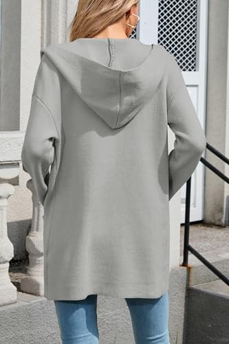 Image of Cakulo Womens Long Hooded Cardigan Sweaters Oversized Fall Cardigans 2025 Open Front Knit Sweater Coats Pockets
