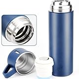 Kit garrafa térmica de inox 500ml com 3 xícaras para camping e v