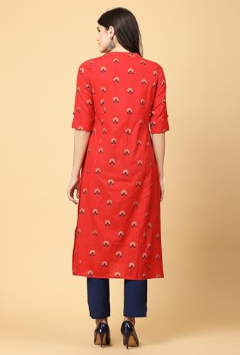 Image of Pistaa's Women's Cotton Relaxed Fit A Line Kurta