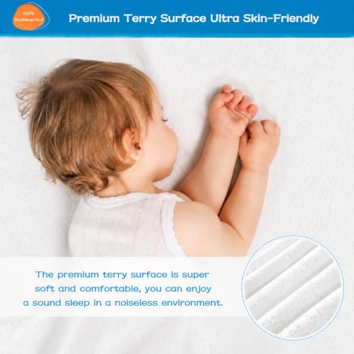 Image of GRT 2 Pack King Mattress Protector Waterproof, Breathable & Noiseless Premium Terry Waterproof Mattress Protector Fitted Deep Pocket from 5 inch to 21 inch, Smooth King Mattress Cover Machine Washable