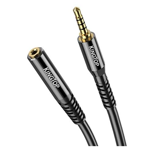 KINGTOP 3.5mm Headphone Extension Cable (4.4ft / 1.3m), 3.5 mm Stereo Audio Cable Male to Female Auxiliary Cable Compatible with iPhones, iPads, iPods, Speaker, Echo, Home/Car Stereos and More (Black)