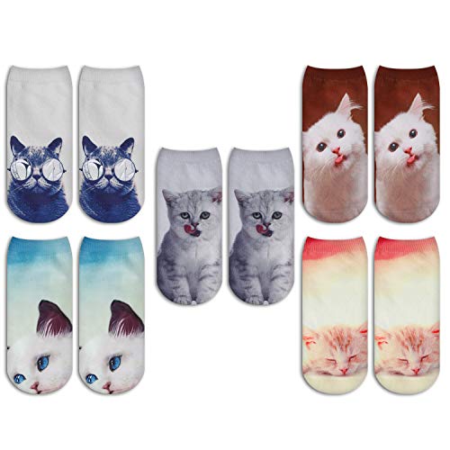 SOCKFUN Girl Cat Sock Funny Novelty Cute Cat Gift Ankle Socks For Women