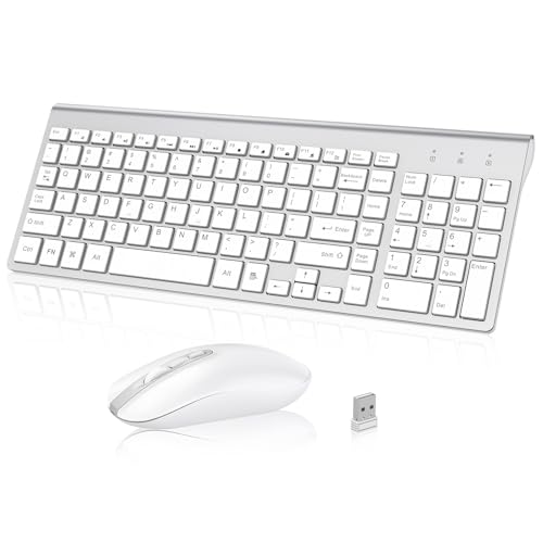 Image of cimetech Wireless Keyboard and Mouse, 2.4G USB Portable Ergonomic Keyboard Mouse Combo with Ultra-Thin Design, Compact Full Size Slim Keyboard for Mac, Windows, Laptop, Computer - Silver