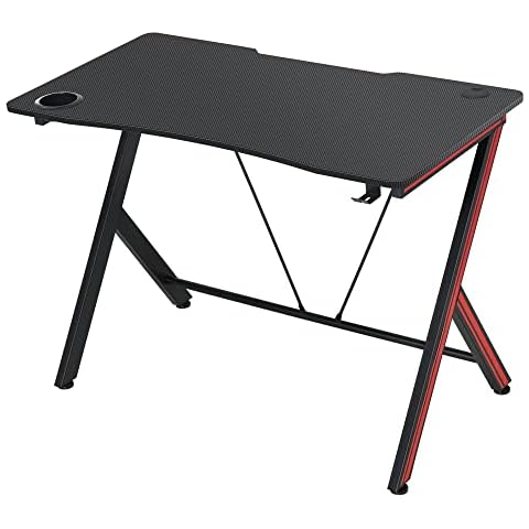HOMCOM Mesa Gaming 120x60x75 cm Escritorio Ergonómico Gaming Desk Cover