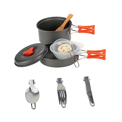 BRIGHTFUFU Camping Cooking Pot Set Camping Plates Titanium Lightweight Outdoor Cooking Supplies