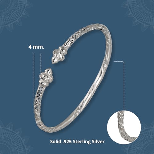 Torch Ends .925 Sterling Silver West Indian Bangles, 1 pair2