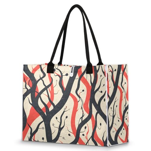 Art Branches Tote Bag for Women Large Beach Bag Reusable Tote Bags for Work Travel Beach Shopping