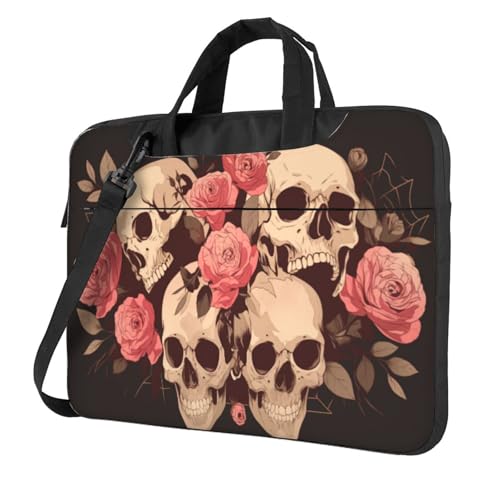 Pochette PC 15,6 pouces à motif crânes et roses pour vos déplacements et le bureau
