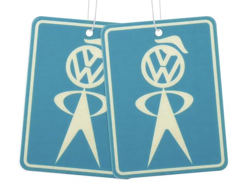 Image of BRISA VW Collection Volkswagen Air Freshener, Room Freshener, Deodorizer for Cars T1 Bus Campervan Motif (New Car /Green /Set of 2)