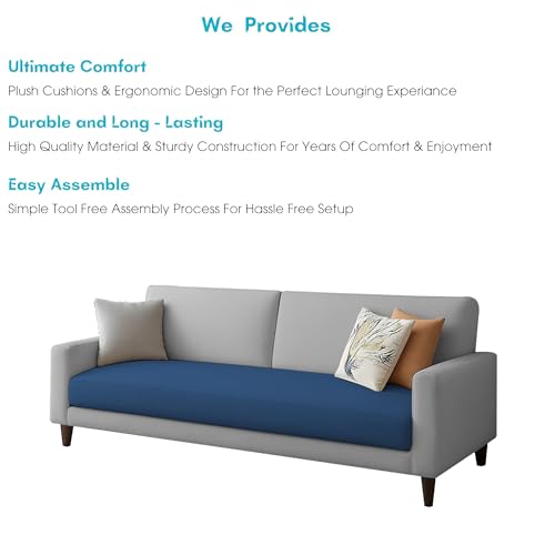 Image of Kathleen 3 Seater Sofa Set for Living Room - Foldable Convertible Couch Furniture for Home, Office or Guest Use, Modern Designer Stylish Comfortable (Blue Grey)