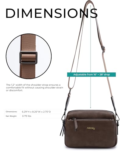 Image of Alldaily Small Triple Zip Crossbody Purse for Women, Vegan Leather Phone Bag with Wide Shoulder Strap