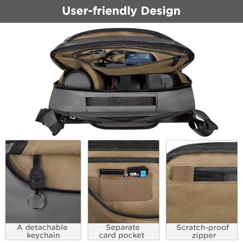Image of TAAOKA Camera Sling Bag,Travel Waterproof Camera Case with Tripod Holder,DSLR /SLR /Mirrorless Small Camera Bags Crossbody for photographers (Grey)