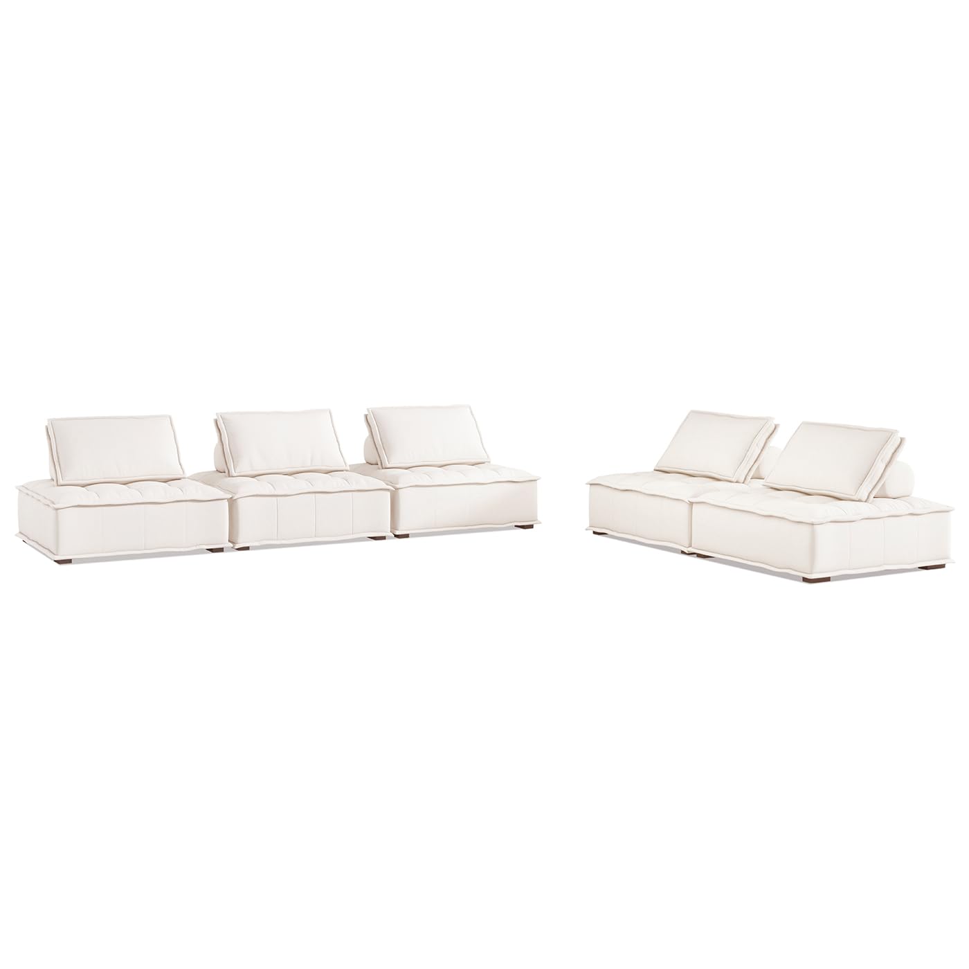 Photo 1 of ****MISSING PIECES -SELLING AS PARTS ONLY***Jennifer Taylor Home Arwen Modular Pillow-Back Lounge U-Sectional Sofa, White Beige Linen Blend  ***BOX RIPPED/TORN***