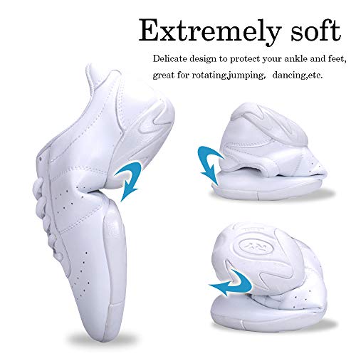 Smapavic Cheer Shoes Women White Cheerleading Dance Shoes Fashion Sneakers Tennis Athletic Sport Training Shoes for Gilrs White 10.5 B (M) US - Thumbnail 3