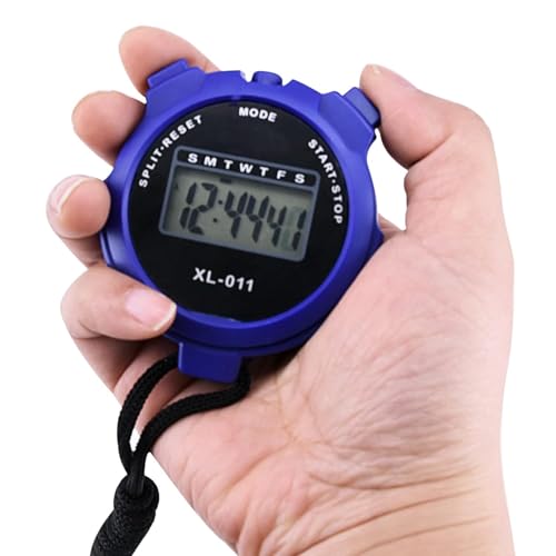 Image of Digital Sports Stopwatch Timer Stopwatch Lap Timer Digital Calendar Alarm Clock Referee Watch for Training Swimming Running (Blue)