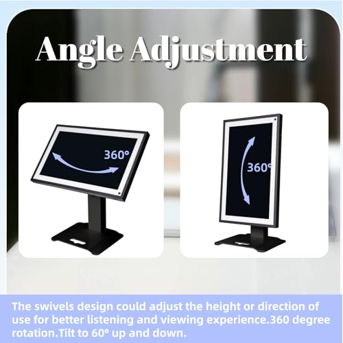 Image of Swivel and Tilt Metal Stand for Echo Show 15 (Gen 1, Gen 2) and Show 21 Adjustable (-58 /+58) with 360 Rotatable Wall Mounting Holder for Monitor Full Motion 13 inch-27 inch, Black