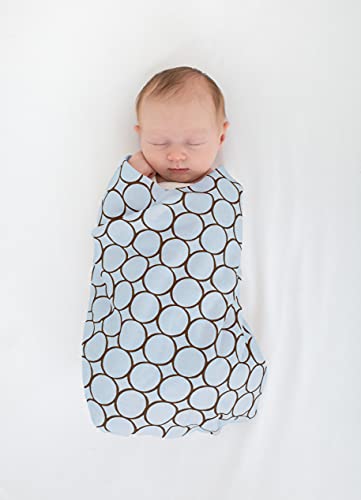 Image of SwaddleDesigns Receiving Blanket, Ultimate Swaddle for Baby, Softest US Cotton Flannel, Multiuse, Best Shower Gift, Made in USA, Brown Mod Circles on Pastel Blue, Brown Trim, 42 x 42 inches