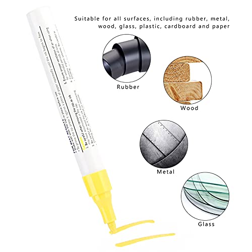 1 Stück Wasserdichter Professioneller Auto-Bleistift, Reifen-Lackstift, Markierungsstifte, Kfz-Reifenreiniger und Polituren, Anwendungen für die Meisten Pkw, LKWs, SUVs, für Gummi M (Gelb)