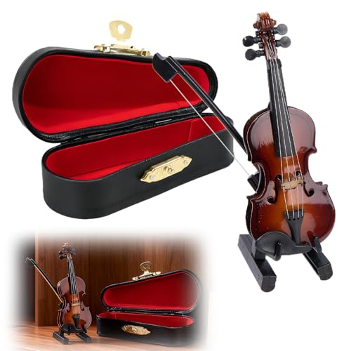 Worlds Smallest Violin Model Wooden Tiny Violin Toy Case Tiny Violin with Bow and Case Mini Musical Instrument Instrument Decor Gift for Men Women Festival Birthday Gift Dollhouse Home Office Decor