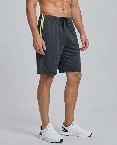 Image of Real Essentials Men's 5 Pack: 9 inch Dry-Fit Shorts - Athletic Gym, Workout, Basketball, Running, Casual Lounge Active Pockets