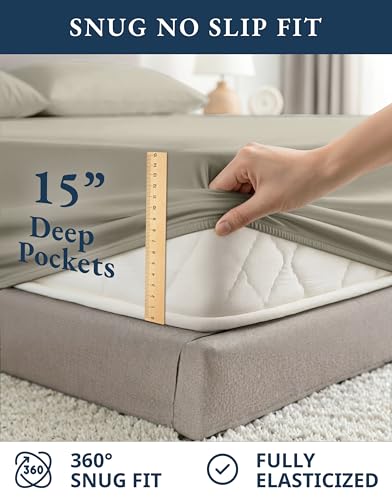 Image of LANE LINEN Twin XL Bed Sheets Set - 100% Mercerized Organic Cotton Twin XL Sheets Set, Soft & Comfy Percale Weave, Machine wash Low Pilling Fade Resistant Luxury Hotel Style Twin XL Sheet Set - Silver