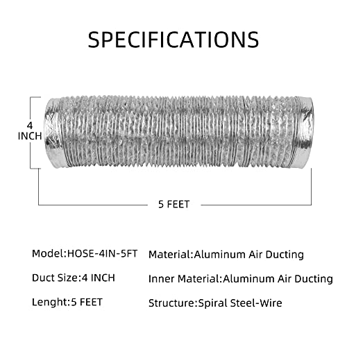HYDROWE Dryer Vent Hose Flexible PVC Aluminum Foil