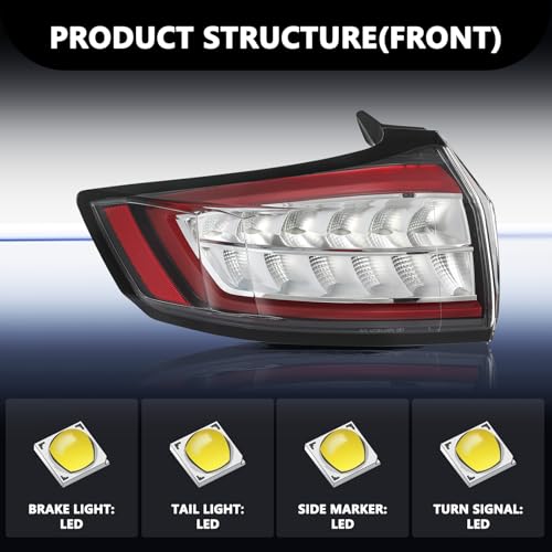 Image of Aosky LED Tail Light Assembly w /o DRL Fit for 2015 2016 2017 2018 Ford Edge | Rear Tail Light Brake Signal Lamp with Bulbs Pair Left Driver Side&Right Passenger Side