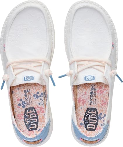 Image of HEYDUDE Women's Wendy Floral Boho Slip On Loafer | Lightweight Easy On Canvas Shoe with Elastic Laces Flexible Outsole