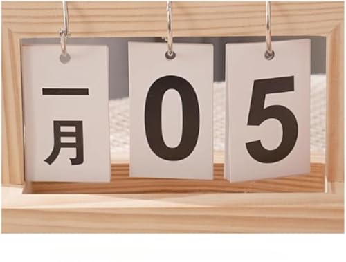 万年カレンダー 木製 卓上 日めくり おしゃれ ずっと使える ウッド カレンダー インテリア ゴールド (B)