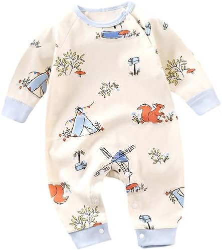 Baby Romper Long Sleeve Newborn Jumpsuit with Snap Closure Infant Bodysuit for Boys/Girls