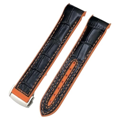 21mm 22mm �J�[�u�G���h �u���[ ���b�h �t�@�u���b�N �i�C���� ���o�[ �E�H�b�`�o���h 19mm 20mm 300 AT150 �E�H�b�`�X�g���b�v�ɓK��(Black leather org,20mm)