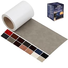 ILOFRI 3x60 Inch Smooth Leather Repair Patch Tape for Car Seat, Self Adhesive Leather and Vinyl Repair Patch Kit for Furniture, Couches, Upholstery, Interior, Boat Seat, Sofa - Light Gray 2