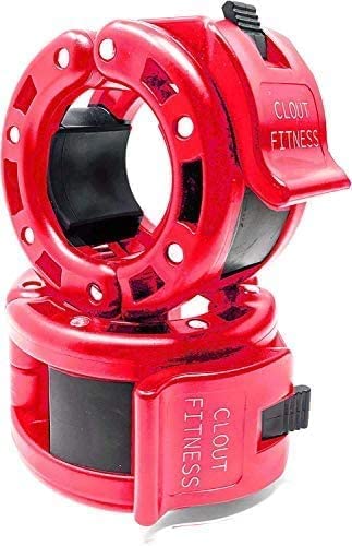 Clout Fitness Pro Elite Olympic Barbell Clamps Collars Quick Release Pair Weight Clips for 2 inch Barbell (Cherry)