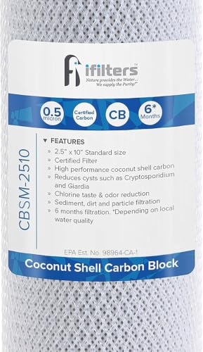 Image of iFilters 0.5 Micron 2.5 x 10 Carbon Block Under Sink Water Filter