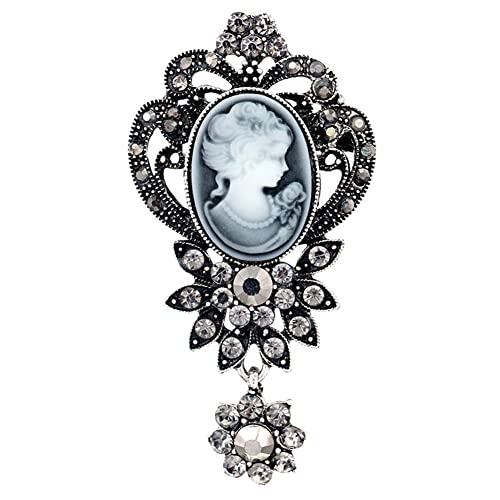 Image of lureme Vintage Elegant Victorian Lady Beauty Cameo with Crystal Brooch Pin (br000017)