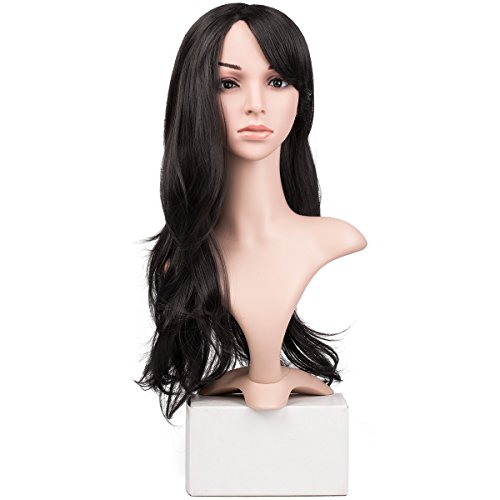 ACELIST 27'' New Women's Fashion Long Full Curly Wavy Glamour Hair Wig + Wig Cap (Black)
